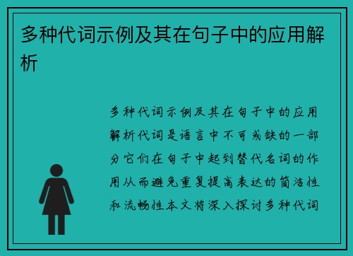 多种代词示例及其在句子中的应用解析